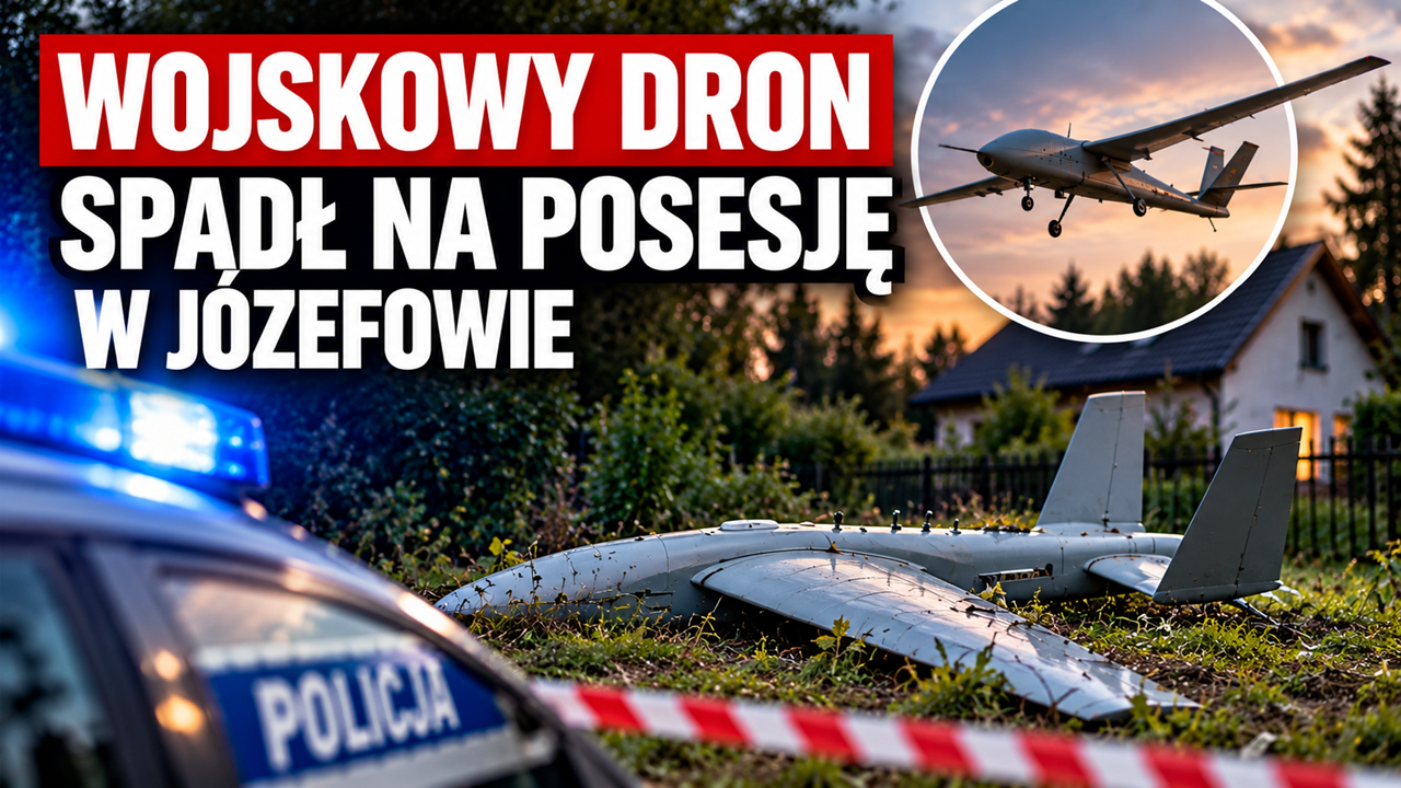 Wojskowy dron spadł na posesję w Józefowie